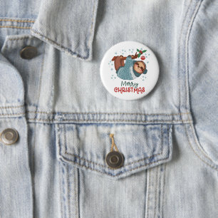 Fauler Faultier-Weihnachtsknopf Button
