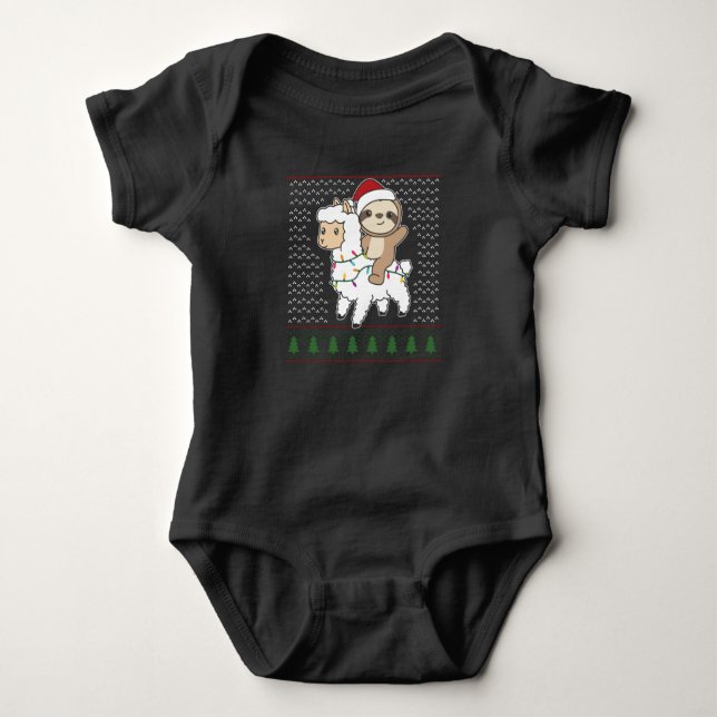 Fauler Lama Weihnachten Ugly Weihnachtstiere Baby Strampler (Vorderseite)