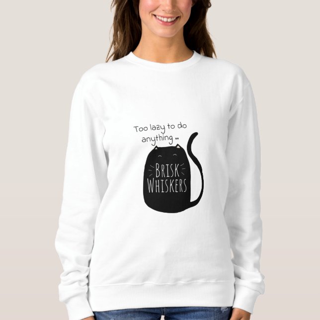 Fauler schwarzer Kater Sweatshirt (Vorderseite)