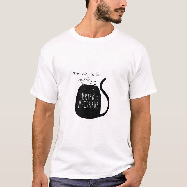 Fauler schwarzer Kater T-Shirt (Vorderseite)
