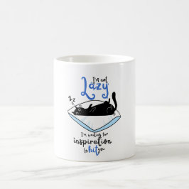 Fauler schwarzer Katz & Inspirationszitat Keramik- Kaffeetasse