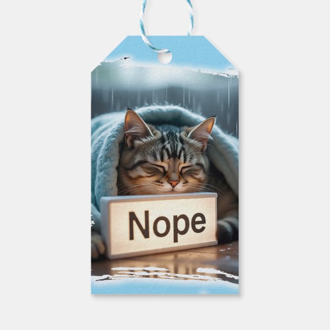 Faules lustiges Katzendesign Geschenkanhänger (Rückseite)