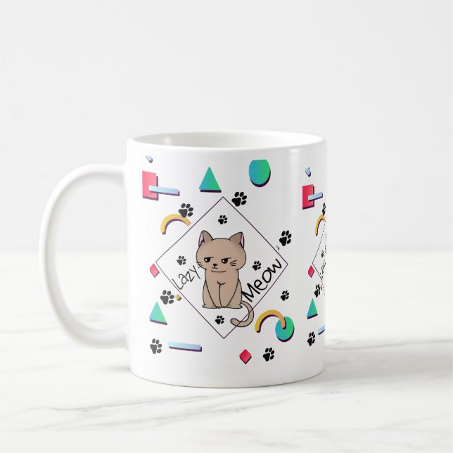 Faules Meow – bestes Faules Katzen-Design Kaffeetasse (Links)