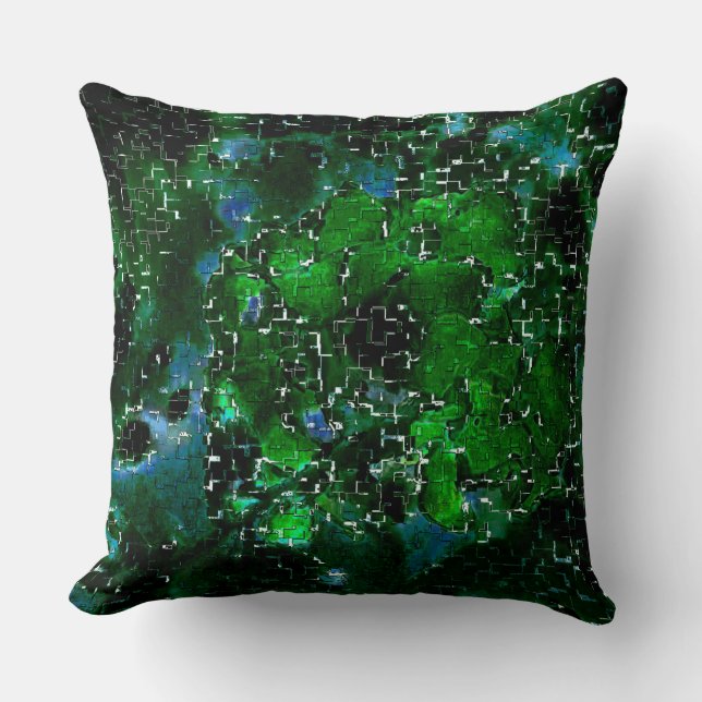 Faules Mosaik der Wasser-Pflanze Lagune Nachtleben Kissen (Vorderseite)