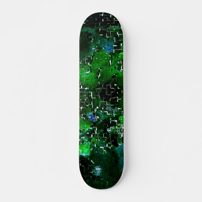 Faules Mosaik der Wasser-Pflanze Lagune Nachtleben Skateboard (Vorne)