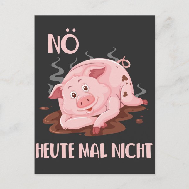 Faules Schwein Keine Lust Schweinchen Bauernhof Postkarte (Vorderseite)