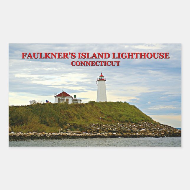 Faulkners Island Lighthouse, Connecticut Rechteckiger Aufkleber (Vorderseite)