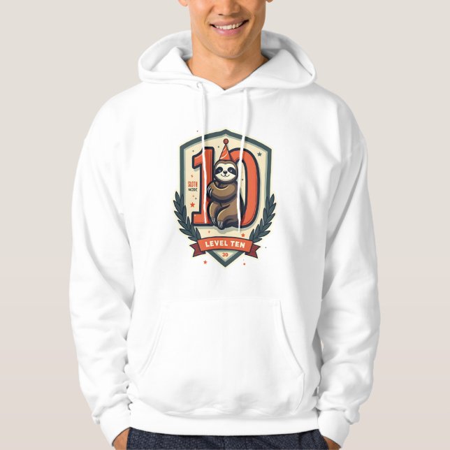 Faultier 10. Geburtstags-Vintage-Sonnenuntergangs- Hoodie (Vorderseite)