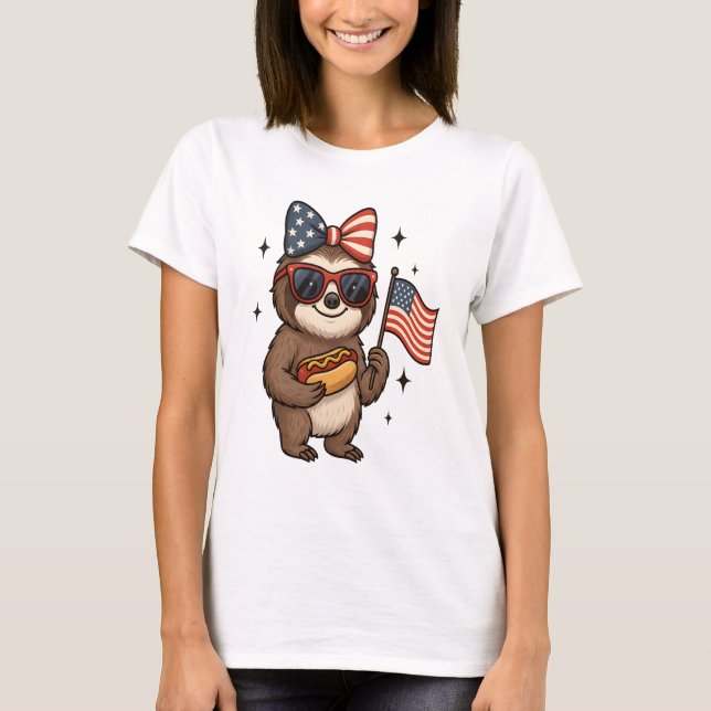 Faultier 4. Juli T-Shirt (Vorderseite)