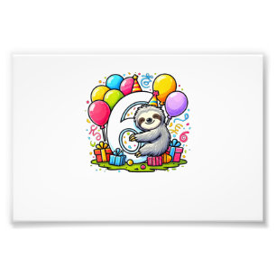 Faultier 6. Geburtstag für Junge Mädchen 6 Jahre a Fotodruck