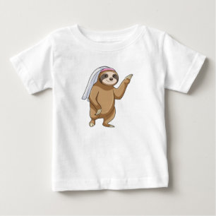 Faultier als Braut mit Schleier Baby T-shirt