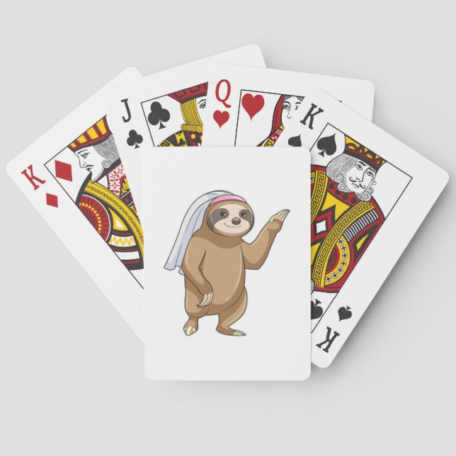 Faultier als Braut mit Schleier Spielkarten (Rückseite)