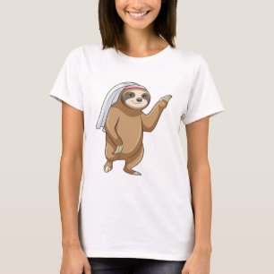 Faultier als Braut mit Schleier T-Shirt