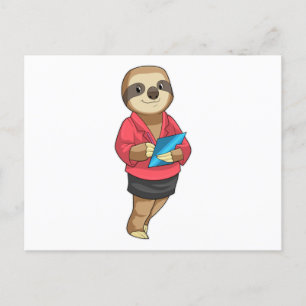Faultier als Sekretär mit Notizblock Postkarte