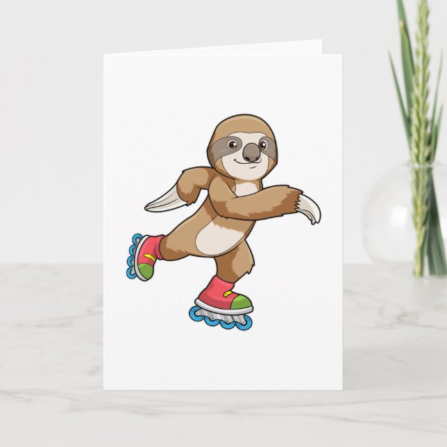 Faultier als Skater mit Inline-Skates Karte (Vorderseite)