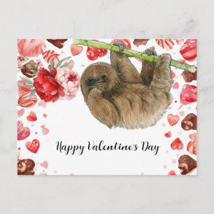 Faultier am Valentinstag Feiertagspostkarte