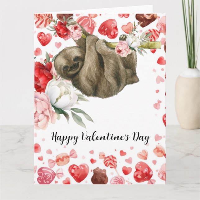 Faultier am Valentinstag  Karte (Vorderseite)