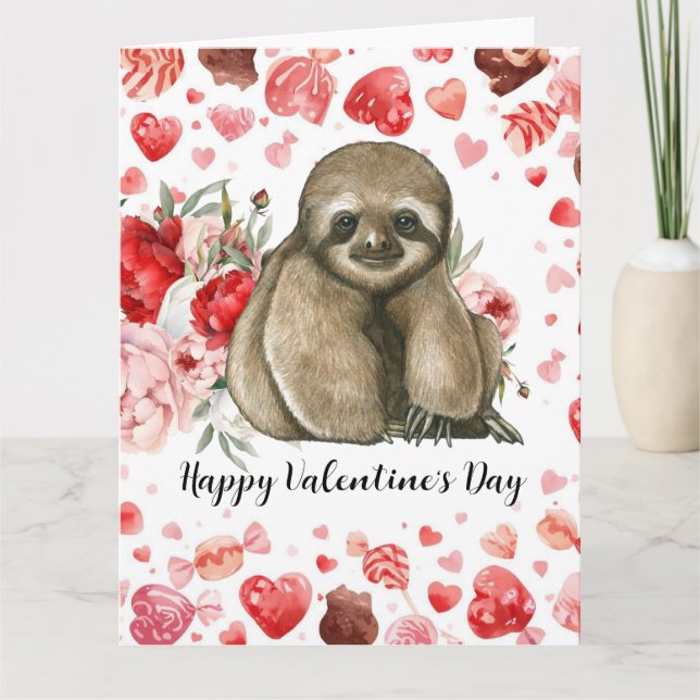 Faultier am Valentinstag  Karte (Vorderseite)