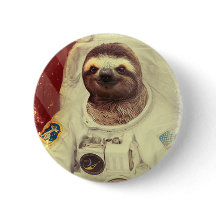 Faultier Astronaut Knopf