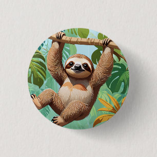 Faultier auf einem Baum Button