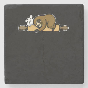 Faultier Bäcker   lustiger süßer Koch   Koch Gesch Steinuntersetzer