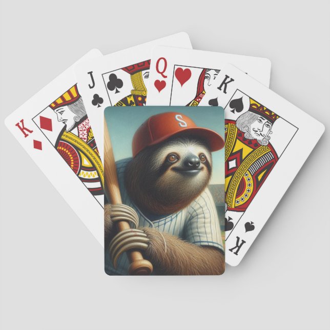 Faultier Baseballspieler Spielkarten (Rückseite)