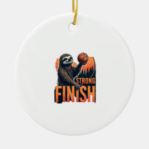 Faultier Basketball Vintage Lustig Retro Dunk Shir Keramik Ornament