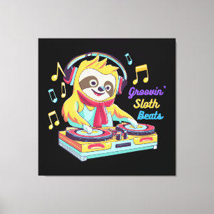 Faultier-Beats retro vintage lebendig Leinwanddruck