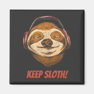 Faultier Behalte Ruhe im Chillin Vintagen Sloth Mo Magnet