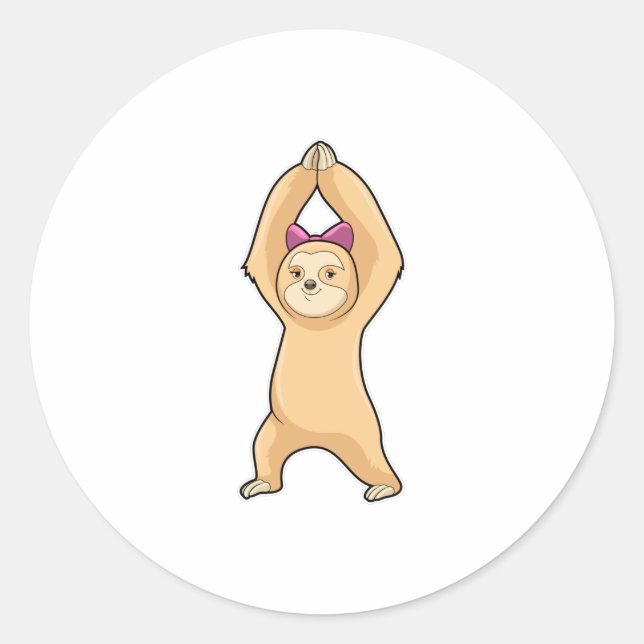 Faultier beim Sport in der Fitness Runder Aufkleber (Vorderseite)