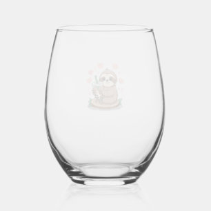 Faultier-Boba-Tee-Bubble-Tee-T-Shirt Weinglas Ohne Stiel