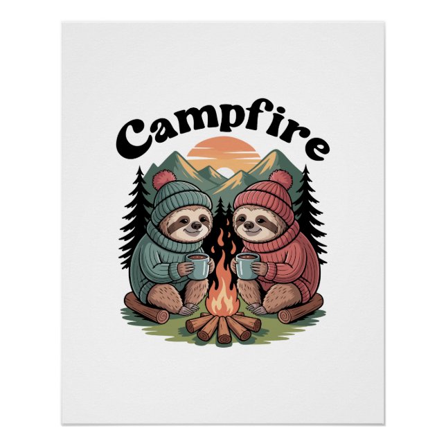 Faultier-Camping-Team Offizielles Lagerfeuer Poster (Vorderseite)