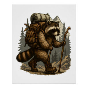 Faultier Camping Wandern Poster