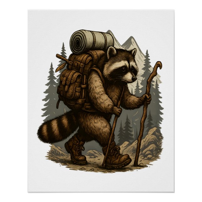 Faultier Camping Wandern Poster (Vorderseite)