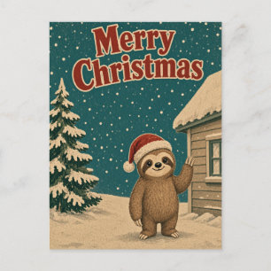 Faultier Cottage Edge Tier Weihnachten Postkarte