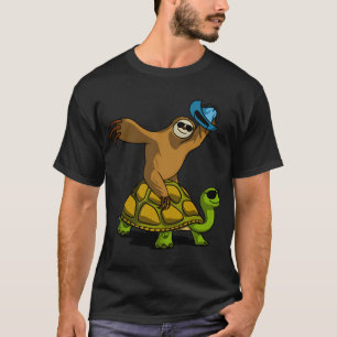 Faultier-Cowboy reitet auf Schildkröte T-Shirt