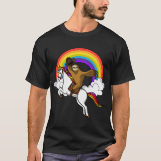 Faultier Cowboy reitet Einhorn T-Shirt