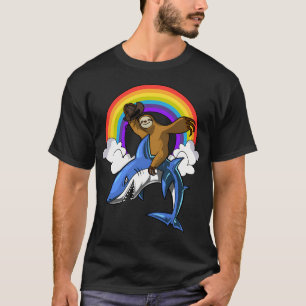 Faultier Cowboy reitet Hai T-Shirt