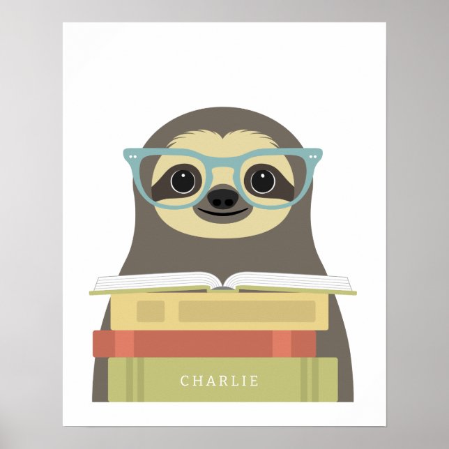 Faultier, das personalisierten Druck liest Poster (Vorne)