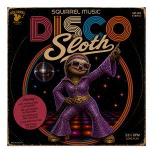 Faultier Disco-Diva Poster
