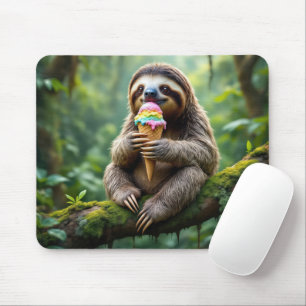 Faultier Eis a Rainbow Ice Creme Cone Mousepad