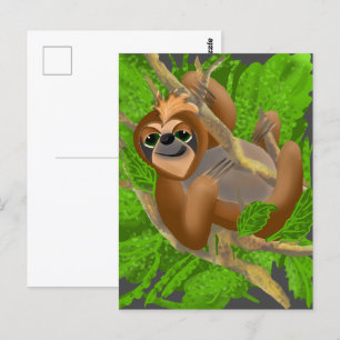 Faultier entspannt sich in einem Baum Postkarte