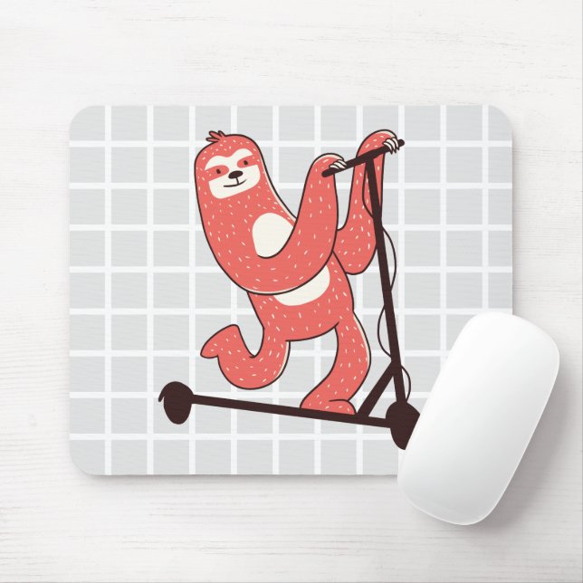 Faultier fährt Roller Grid-Mauspad Mousepad (Mit Mouse)