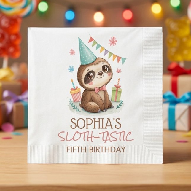 Faultier Faultier-tastische Kindergeburtstag Serviette (Von Creator hochgeladen)