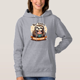 Faultier-Geburtstags-Shirt Vintage-Kuchen Tier-Gra Hoodie