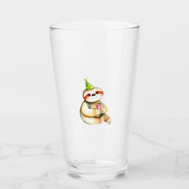 Faultier-Geburtstagsgeschenk süß lustig glückliche Glas (Vorderseite)