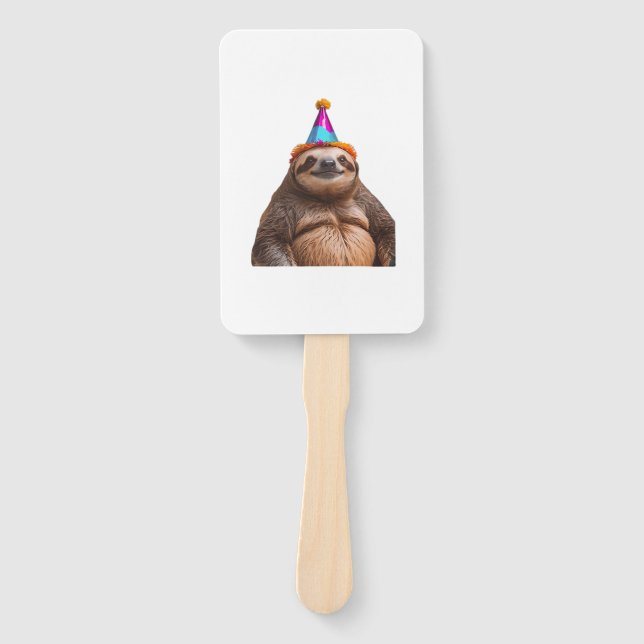 Faultier-Geburtstagspartyhut Geschenk lustiges Mem Fächer (Vorderseite)