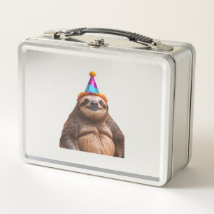 Faultier-Geburtstagspartyhut Geschenk lustiges Mem Metall Brotdose