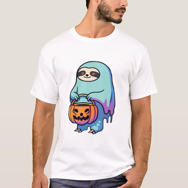 Faultier-Geist-Halloween-Oversized-T-Shirt T-Shirt (Vorderseite)