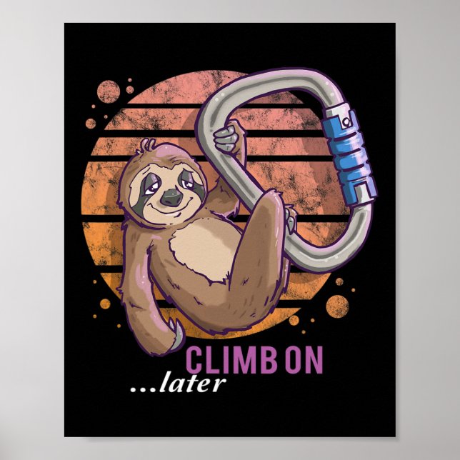 Faultier-Geschenk zum Klettern und Bouldern mit Hu Poster (Vorne)